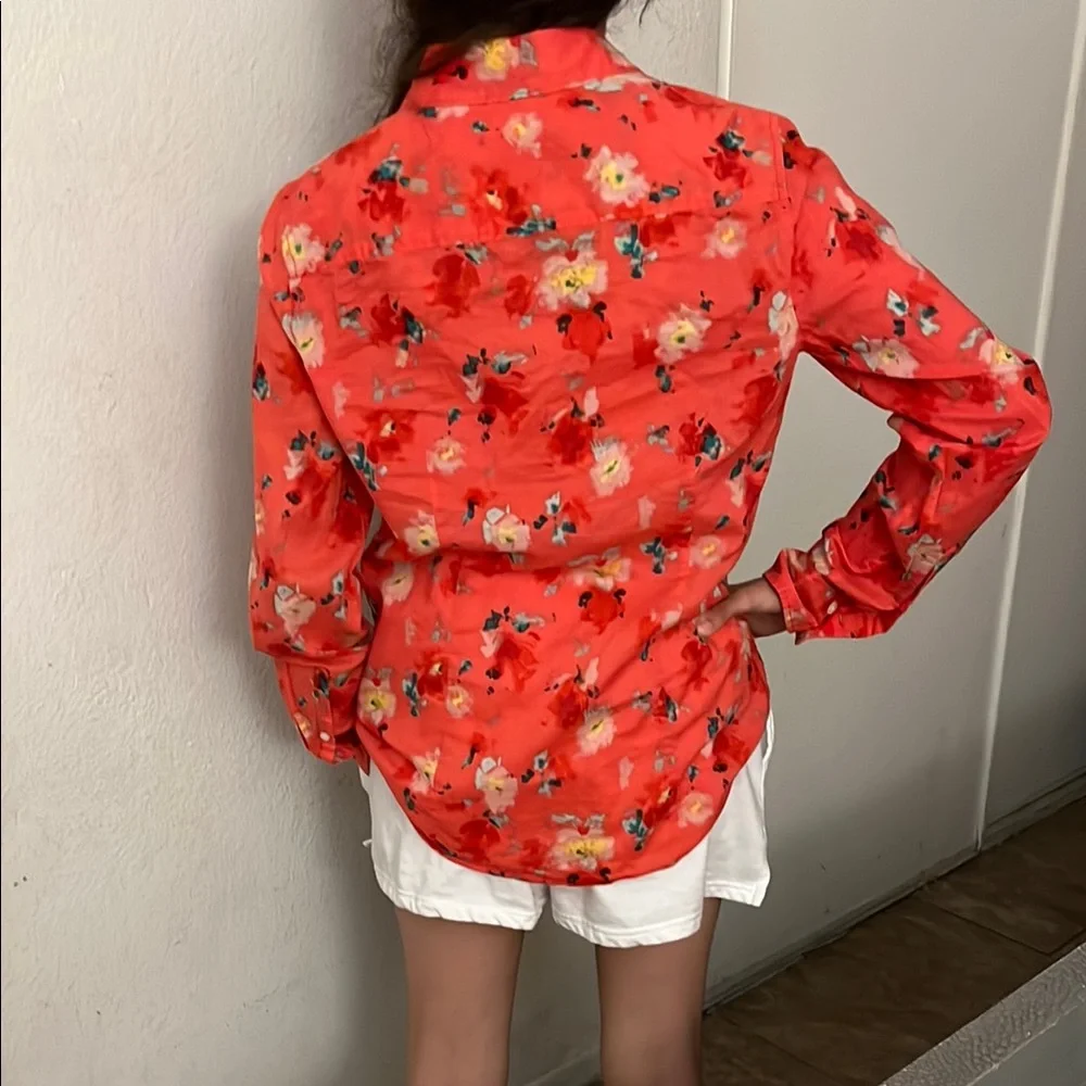 J. Crew Red Floral Shirt - Picture 3 of 4